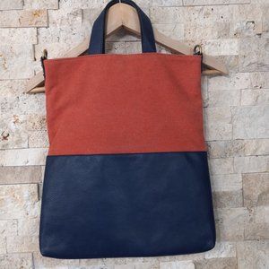 COPY - Street Level Leather and Canvas Tote Crossbody Bag